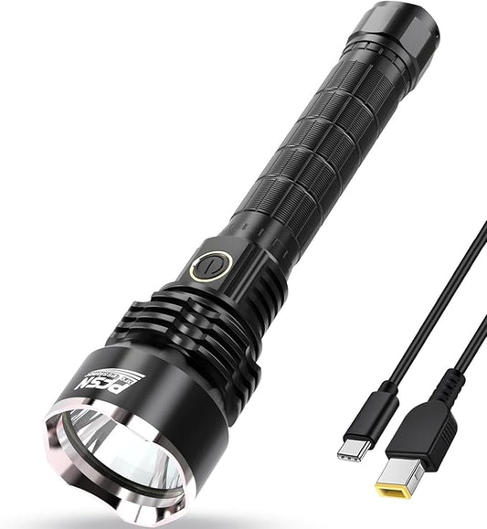 Brightest Rechargeable Flashlights High Lumens - PFSN 6000LM Super Bright Tactical Flashlight IPX65 Waterproof, 400M Long Range, 20Hrs Long Lasting Best Powerful LED Torch Battery Powered Flash Light