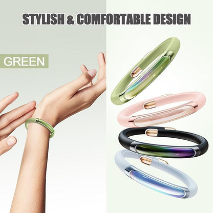 Mosquito Repellent Bracelets 1 Pack, DEET Free Mosquito Repellent Bands with 6 Pcs Essential Oil Cotton, Waterproof Insect Bug Repellent Wristbands for Adults and Kids Indoor Outdoor Use (Green)