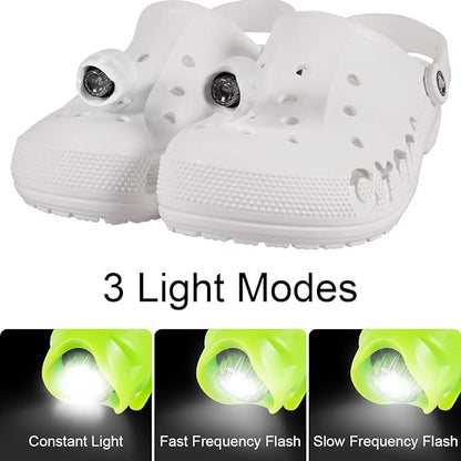 Kitsology 2pcs Rechargeable Lights for Shoes,Headlights Halloween Christmas Outdoor Lights for Adults Light Up Charm, Clip on Clog Headlight Flashlight Lights for Shoes-Black