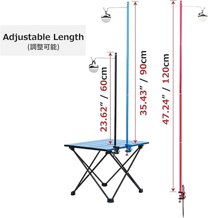 Azarxis Camping Table Folding Lamp Pole, Portable & Lightweight Lantern Light Clip Bracket with Clamp for Picnic, Hiking, Fishing, Backpacking, Traveling, BBQ