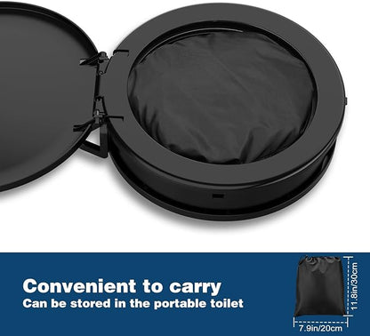 Portable Toilet for Adults with Privacy Shelter, Retractable Porta Potty for Camping with Toilet Paper Holder, Foldable Toilet Adjustable Height for Hiking, Fishing, RV Travel, Road Trips