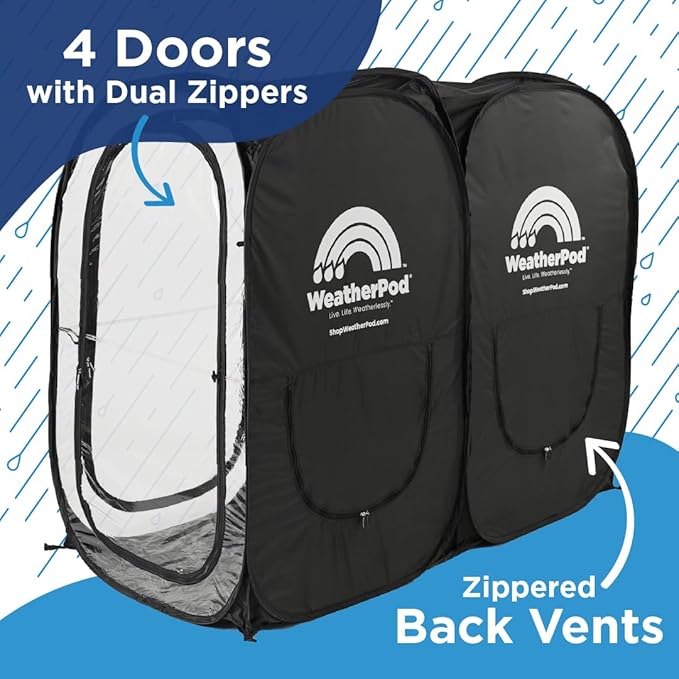 WeatherPod® The Original Shark Tank Side-by-Side™ 2-4 Person Pop-Up Pod - Stay Warm, Dry, and Out of The Sun - Weather Pod for Sports, Rain, or Wind - Simple to Set Up and Tear Down
