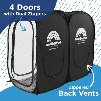 WeatherPod® The Original Shark Tank Side-by-Side™ 2-4 Person Pop-Up Pod - Stay Warm, Dry, and Out of The Sun - Weather Pod for Sports, Rain, or Wind - Simple to Set Up and Tear Down