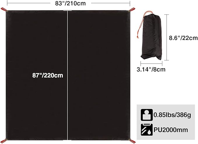 REDCAMP Ultralight Tent Footprint, PU 2000 Waterproof Camping Tent Tarp with Drawstring Carrying Bag, Waterproof Camping Tarp for Outdoor Hiking Camping