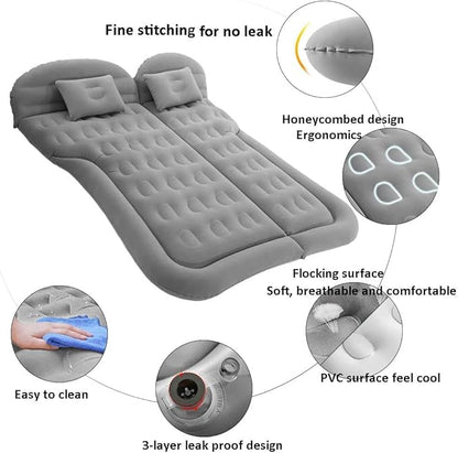 SAYGOGO SUV Air Mattress Camping Bed Cushion Pillow - Inflatable Thickened Car Air Bed with Air Pump Portable Sleeping Pad Mattress for Home Car Travel Camping Upgraded Version - Grey