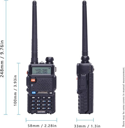 BAOFENG UV-5R 8W Ham Radio Handheld 2 Way Radio Long Range Dual Band VHF UHF Rechargeable Amateur Portable Walkie Talkie for Adults Hiking Hunting Camping Skiing Trip, Chirp Compatible