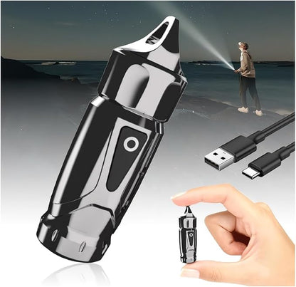Mini Flashlight EDC Flashlight USB C Small Rechargeable Flashlight with High Lumens for Household Search, Outdoor Camping, Hiking and Mountaineering