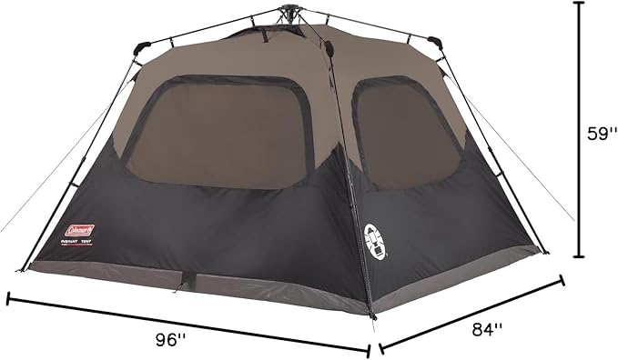 Coleman 4/6/8/10 Person Instant Camping Tent with 1-Minute Setup, Large Family Tent with Pre-Attached Poles, Air Vent, & Carry Bag, Sets Up in About 60 Seconds
