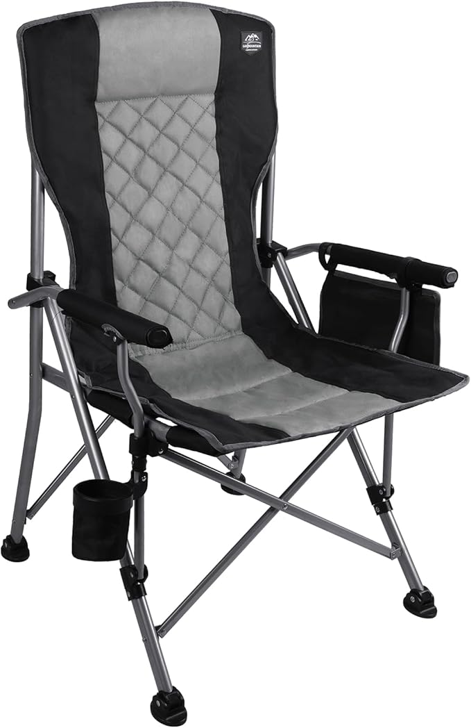 Folding Padded Camping Chair with Hard Armrest,Cup Holder,Heavy Duty for Adults,Paded Backrest,Portable Lawn Lightweight Outdoor Camp Chair,Support up to 400lbs