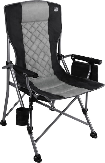 Folding Padded Camping Chair with Hard Armrest,Cup Holder,Heavy Duty for Adults,Paded Backrest,Portable Lawn Lightweight Outdoor Camp Chair,Support up to 400lbs