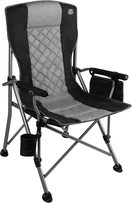 Folding Padded Camping Chair with Hard Armrest,Cup Holder,Heavy Duty for Adults,Paded Backrest,Portable Lawn Lightweight Outdoor Camp Chair,Support up to 400lbs