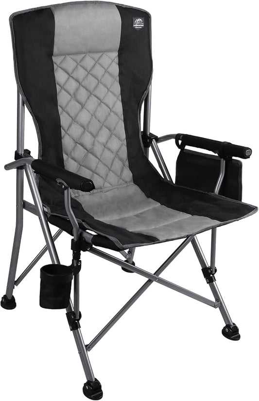 Folding Padded Camping Chair with Hard Armrest,Cup Holder,Heavy Duty for Adults,Paded Backrest,Portable Lawn Lightweight Outdoor Camp Chair,Support up to 400lbs