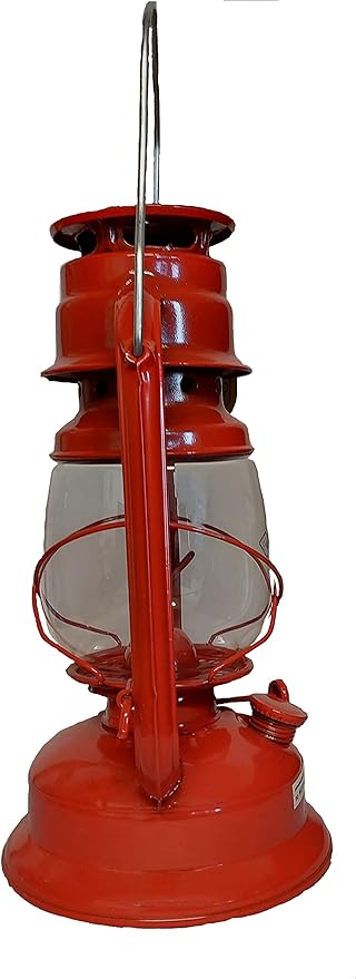 V&O 200-30030 Camper Brass Trim Oil Lantern, Red