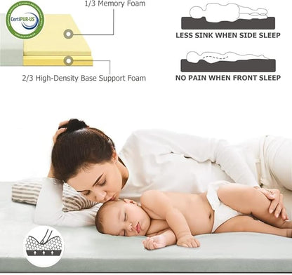 Willpo CertiPUR-US Memory Foam Camping Mattress with Travel Bag and 2 Interchangeable Covers, Lightweight Portable Sleeping Pad for Tents, Guest Beds, Home