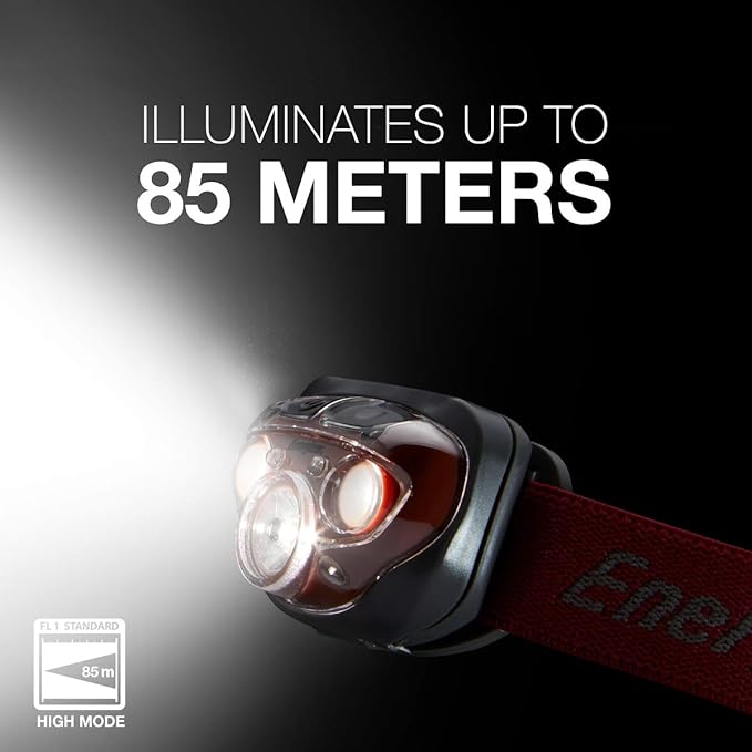 Energizer LED Headlamp, Bright Headlamp for Outdoors, Camping and Mechanic Work Light, Includes Batteries, Pack of 1, Rust Red