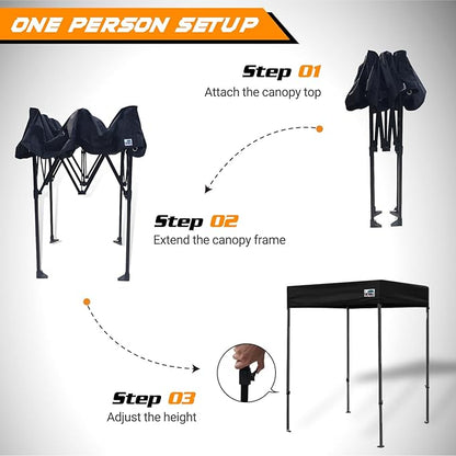 Eurmax USA 5x5 Flat Top Pop Up Canopy Tent Outdoor Portable Instant Shelter Bonus 4 SandBags (Flat Blue)