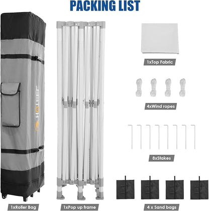 HOTEEL 10x20 Pop up Canopy Tent for Parties, Heavy Duty Easy Setup Tent Without Sidewalls, Outdoor Commercial Instant Gazebo for Wedding Event, with Roller Bag & Sand Bags, White(Hexagonal Frame)