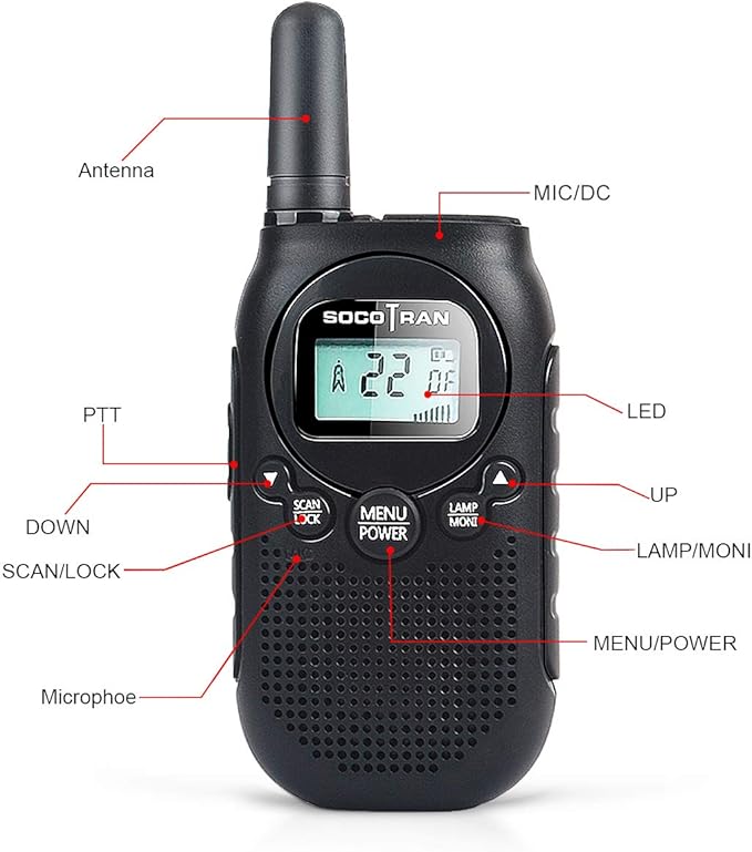 Adults Walkie Talkies Rechargeable FRS Two-Way Radios USB Charge Mini Walky Talky with Rechargeable Battery Long Range 5 Miles with Bright Light 2 Pack 0.5W Perfect for Family Outdoor Camping Trip