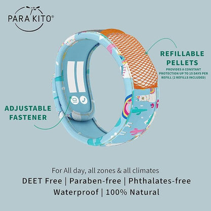 PARA'KITO Bug & Mosquito Bracelets for Kids | Mosquito Spray Alternative | Waterproof, Outdoor Insect Wristband w/Natural Essential Oils | Hiking, Trekking & Camping Accessories (Llama)