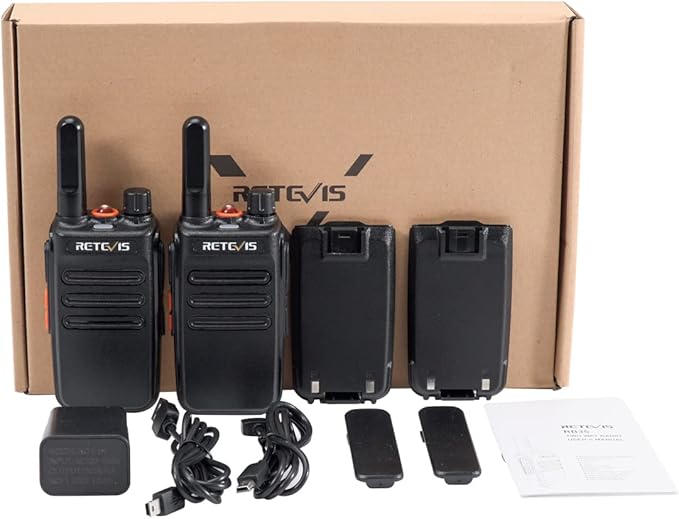 Retevis RB35 Walkie Talkies for Adults,Portable 2 Way Radios Long Range,Flashlight, VOX Handsfree, Small and Robust,Walkie Talkie Rechargeable for Skiing Hiking Camping Riding Family (2 Pack)