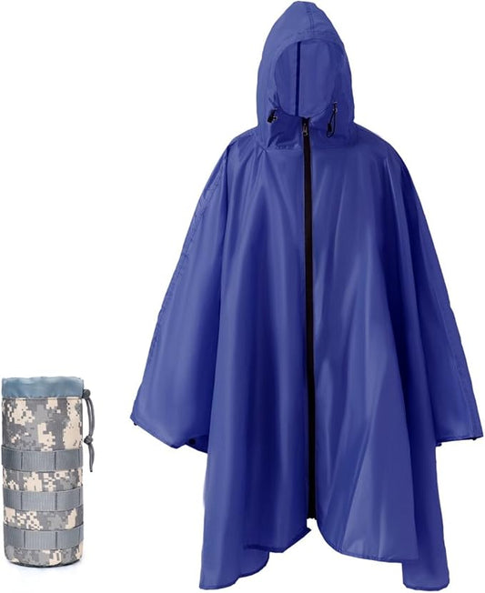 Plus Size Adult Rain Poncho with Hood and Zipper, Poncho Para Lluvia, Tactical Ponchos Adult For Camping, Hiking