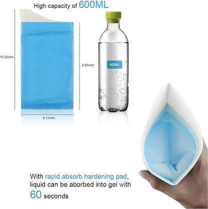 Disposable Urine Bags Camping Pee Bags for Travel Urinal Toilet Super Absorbent Traffic Jam Emergency Portable Urine Bag Pee Bags Car Toilet for Men Women Children Brief Relief, 10 Pieces