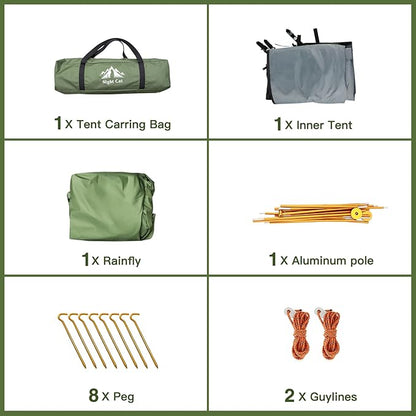 Night Cat 1-Person Camping Tent: Lightweight Waterproof Hiking Tent for Adult Cot Not Included