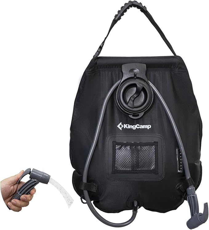 KingCamp Solar Shower Bag for Camping, Lightweight Shower Bag, Durable, Leak-Proof Design with Thermometer, Removable Hose, Switchable Shower Head, Portable Solar Shower for Camping