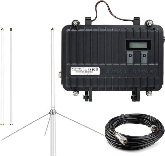 Retevis RT97 GMRS Repeater Kit, Long Range Full Duplex Mobile Repeater with MA05 Omnidirectional Antenna and Coaxial Cable, Easy to Install and Use Repeater for Family Use(1 Pack)