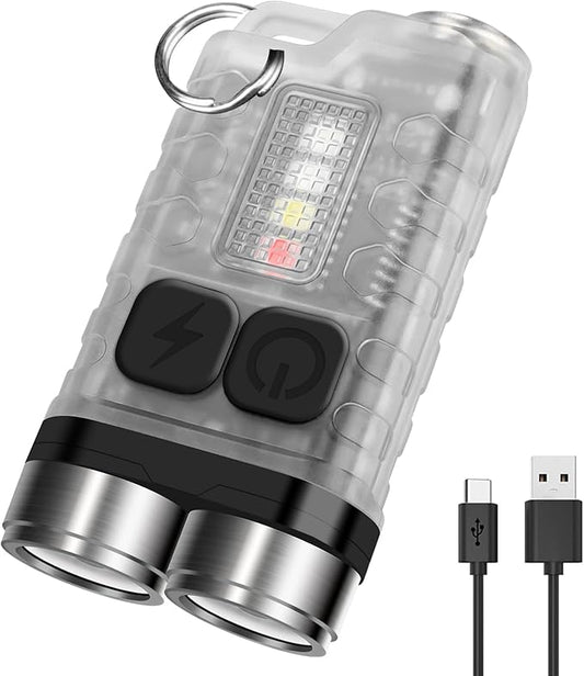 E3 Small EDC Powerful Flashlight Brightest 900 Lumens, Rechargeable Mini Keychain Flashlights 10 Modes with UV Red Blue Light, Magnetic Flash Light IP65 Waterproof
