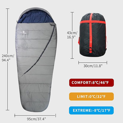 Mountainlodge Balance Sleeping Bag for Adult,Cold&Warm Weather with Compression Sack and Water Resistant for Family Camping,Travel and Car Camping