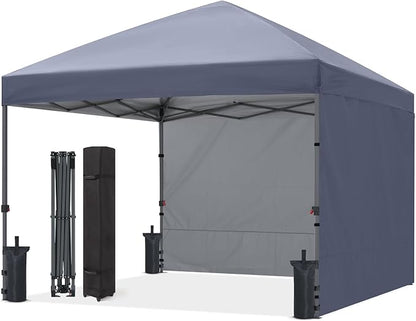 ABCCANOPY Easy Pop up Canopy Tent with 2 Sidewalls for Outdoor Sun Blocking or Rain Protection,10x10, Gray