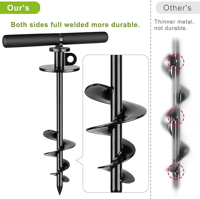 15 Inch Dog Tie Out Stake, Heavy Duty Dog Spiral Stake for Medium to Large Dogs up to 220lbs, No Tangle, Dog Anchor for Yard, Camping, and Beach