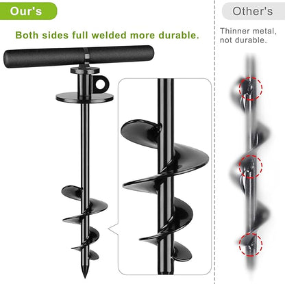 15 Inch Dog Tie Out Stake, Heavy Duty Dog Spiral Stake for Medium to Large Dogs up to 220lbs, No Tangle, Dog Anchor for Yard, Camping, and Beach