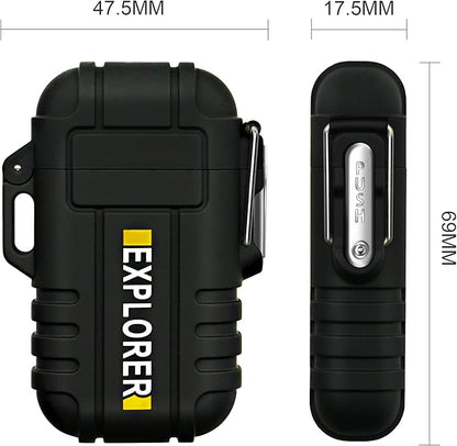 Lafagiet Waterproof Arc Lighter, Outdoor Dual Plasma Arc Lighter, USB Rechargeable Flameless Electric Lighters for Camping, Hiking, Survival Tactical (Black)