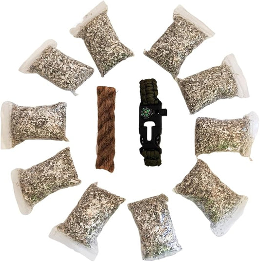 Emergency Magnesium Fire Starter 10 Bags Wax Rope Tent Paracord Bracelet for Camping Hiking Bushcraft Outdoor Survival Fishing Hunting