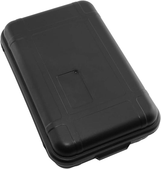 DGZZI Small Outdoor Waterproof Airtight Shockproof Plastic Survival Container Carry Box with 2 U-Shape Buckle 135x80x40mm Black Storage Case