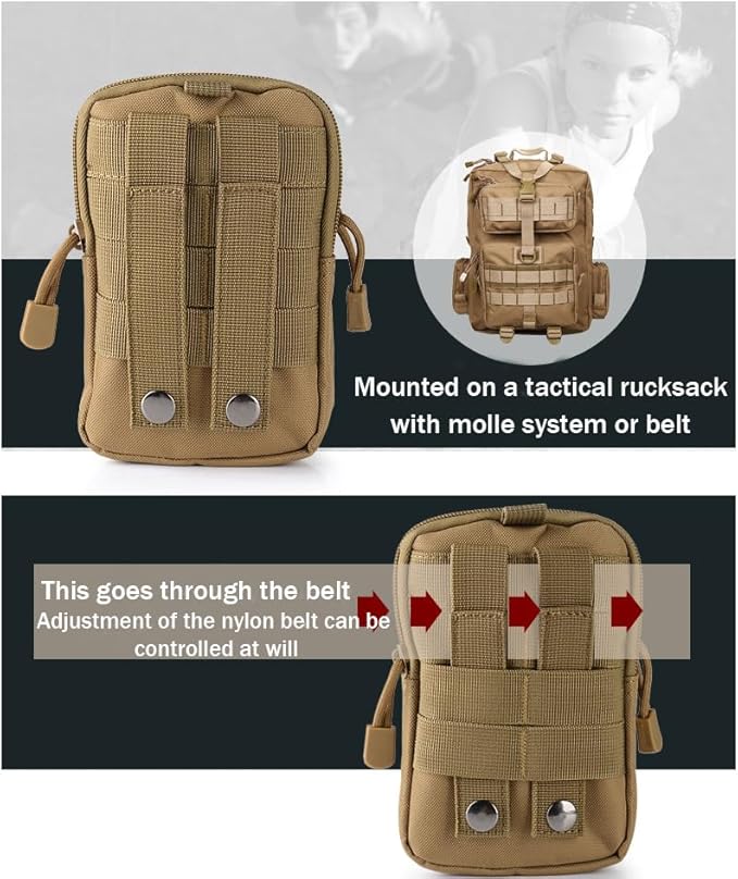 Outdoor Tactical Waist Bag Molle Pouch Military Hip Waist Compact Belt Bag Pouch Wallet Camping Phone Power Bank Camping Hiking Gear Tool Organizer