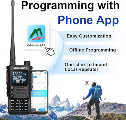 (2nd Gen) TIDRADIO TD-H8 GMRS Radio Long Range Two-Way Radio with USB-C 2500mAh Battery,APP Programmable,Dual Band and NOAA Weather Receiver & Scan,SOS,DTMF,Walkie Talkie,Support Chirp (1 Pack)