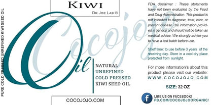 Dr Joe Lab Kiwi Seed Oil 32 oz Pure Natural Cold Pressed Unrefined Extra Virgin Kiwi Oil - for Hair Skin Body Nail and Beard - Moisturizing, Soothing, Hydrating, & Nourishing