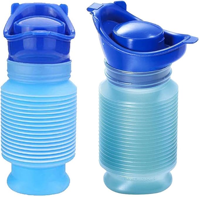 Set of 2 Portable Travel Urinal, Collapsible Urinals for Men and Women, Reusable Kids Potty, Personal Pee Bottle for Outdoor Camping, Long Road Trip and in Traffic