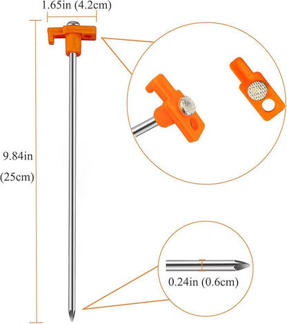 20 Pcs Tent Stakes Heavy Duty Ground Stake for Camping, 10 Inch Galvanized Non-Rust Metal Tent Pegs Tent Spikes Yard Stakes for Outdoor Canopy Garden Hiking -Orange