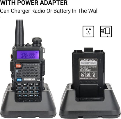 Baofeng UV-5R Ham Radio Long Range UV5R Dual Band Handheld Rechargeable High Power Two Way Radio Walkie Talkies with 1800mAh Li-ion Battery and Earpiece for Hunting Survival Gear,2 Pack