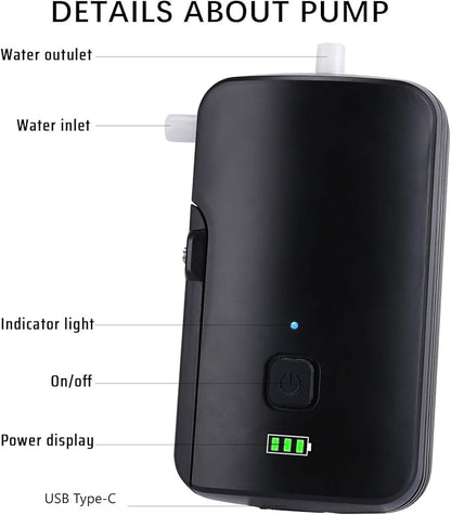 Portable camping shower set, 4400mAh battery,self suction shower pump,suitable for family camping, hiking,backpacking,beach,pets,pumping the water from the bucket into a stable and gentle shower flow