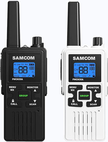 SAMCOM FRS Two Way Radios Rechargeable Walkie Talkies for Adults, 2 Way Radios Long Range 22 Channels VOX Hands Free Emergency Group Call,Portable 1250mAh with USB Charger/NOAA/Flashlight (2 Pack)
