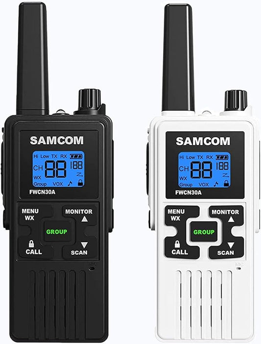 SAMCOM FRS Two Way Radios Rechargeable Walkie Talkies for Adults, 2 Way Radios Long Range 22 Channels VOX Hands Free Emergency Group Call,Portable 1250mAh with USB Charger/NOAA/Flashlight (2 Pack)