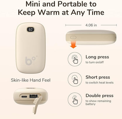 JISULIFE Hand Warmers Rechargeable with 9000mAh Backup Power Bank, Electric Hand Heater, Reusable Battery Operated Hand Warmer, Winter for Women/Men/Camping/Fishing/Hunting