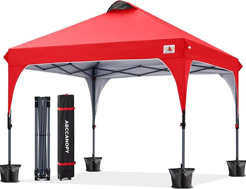ABCCANOPY Outdoor Pop up Canopy Tent, 10x10 Instant Portable Canopy for Camping, Beach, Backyard, Red