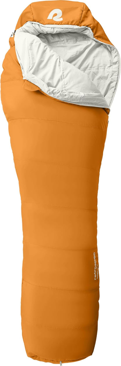 Retrospec Dream Mummy Sleeping Bag - 30°F Camping & Travel Essential Gear with Water - Resistant Shell & Synthetic Fill - Zippered Pocket & Stuff Sack