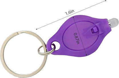9PCS Mini Small LED Keychain Ring Flashlight, White Rows Ultra High Bright Tiny Micro UV Lighting Squeeze Penlight Button Bulk for Emergency, Name Tag Pocket Nurses Badge Reel Zipper, Multicolor Shell